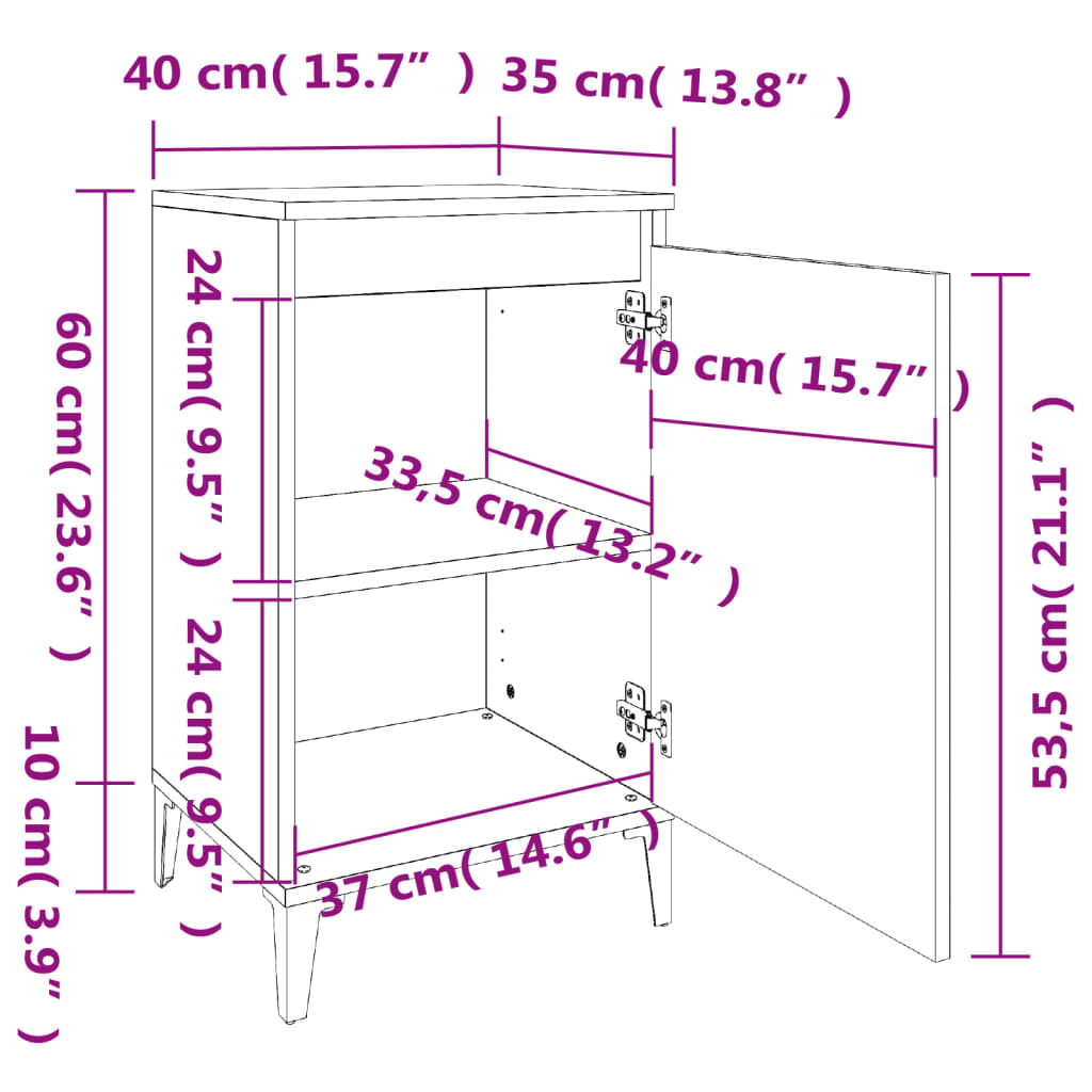 Tables de chevet 2 pcs noir 40x35x70 cm bois d'ingénierie