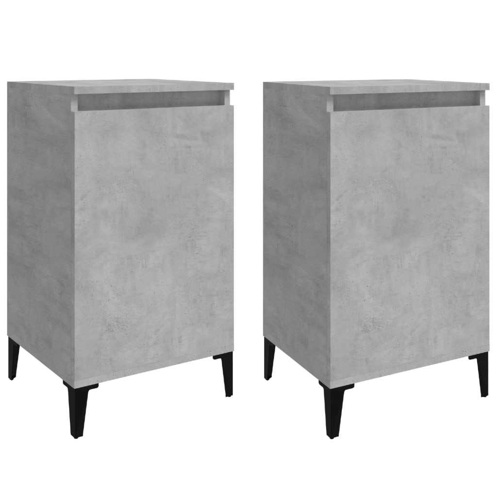 Tables de chevet 2 pcs gris béton 40x35x70 cm bois d'ingénierie