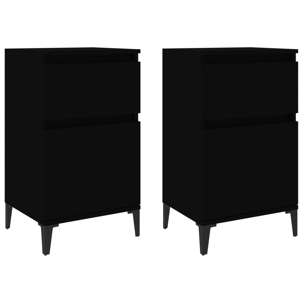 Tables de chevet 2 pcs noir 40x35x70 cm