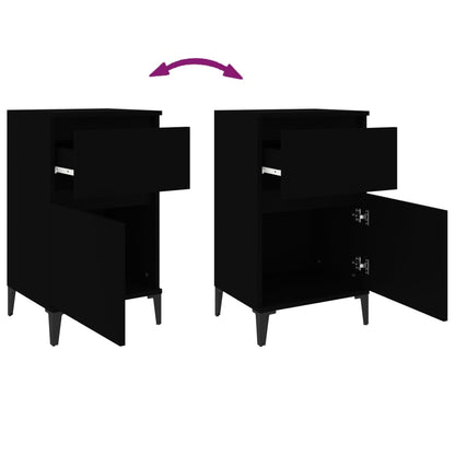 Tables de chevet 2 pcs noir 40x35x70 cm