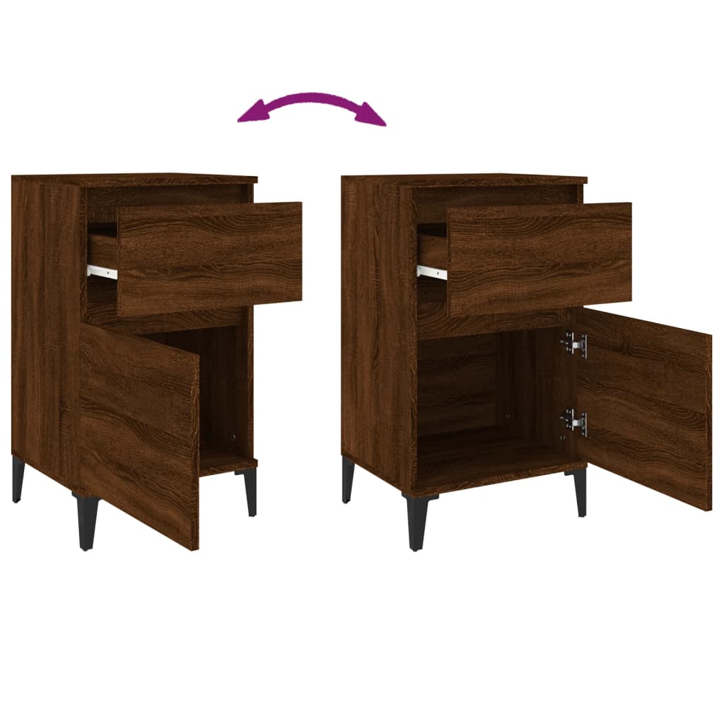 Tables de chevet 2 pcs chêne marron 40x35x70 cm