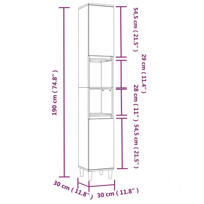 Armoire de salle de bain blanc 30x30x190 cm bois d'ingénierie