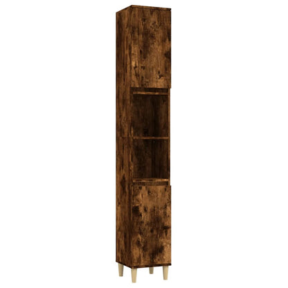 Armoire de bain chêne fumé 30x30x190 cm bois d'ingénierie