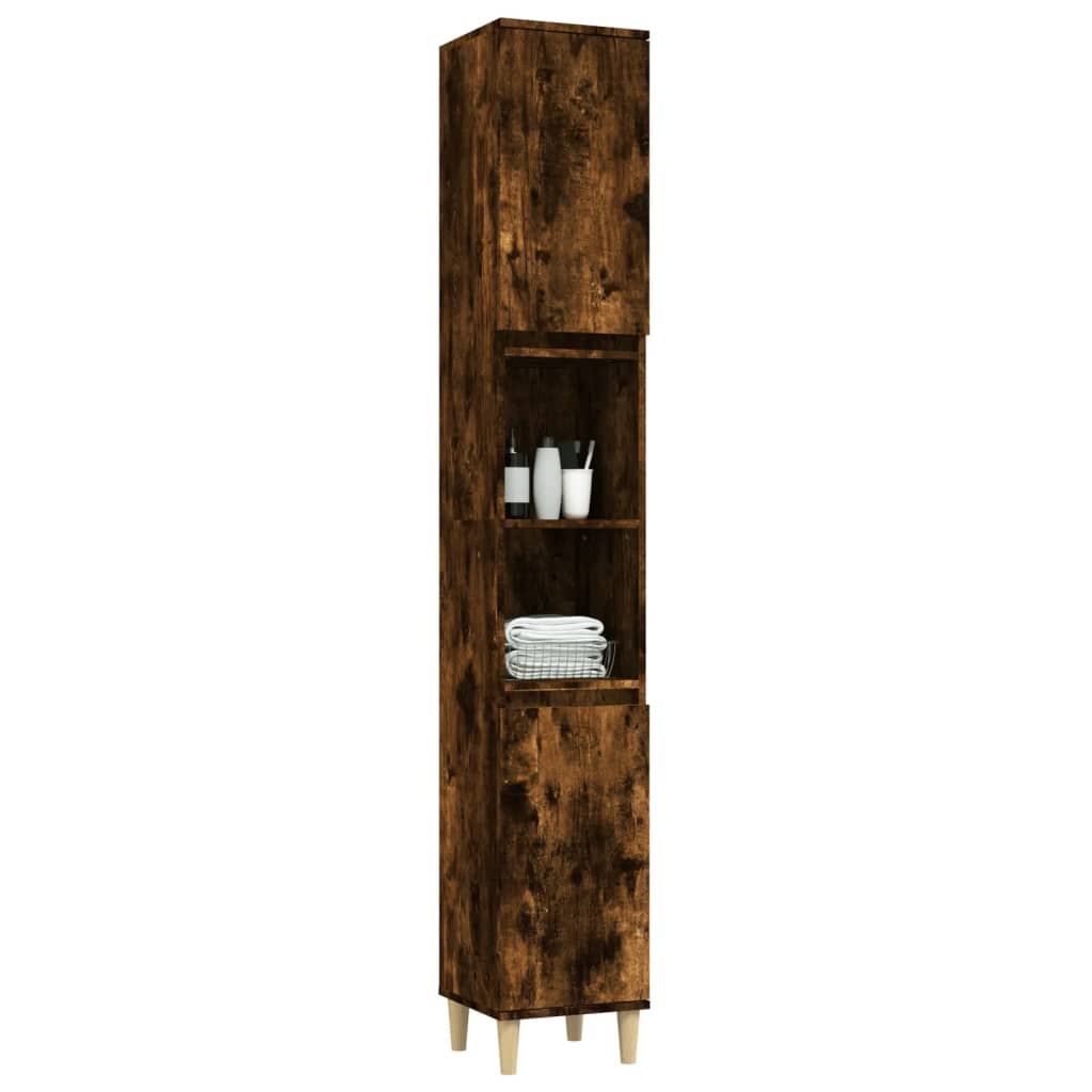 Armoire de bain chêne fumé 30x30x190 cm bois d'ingénierie