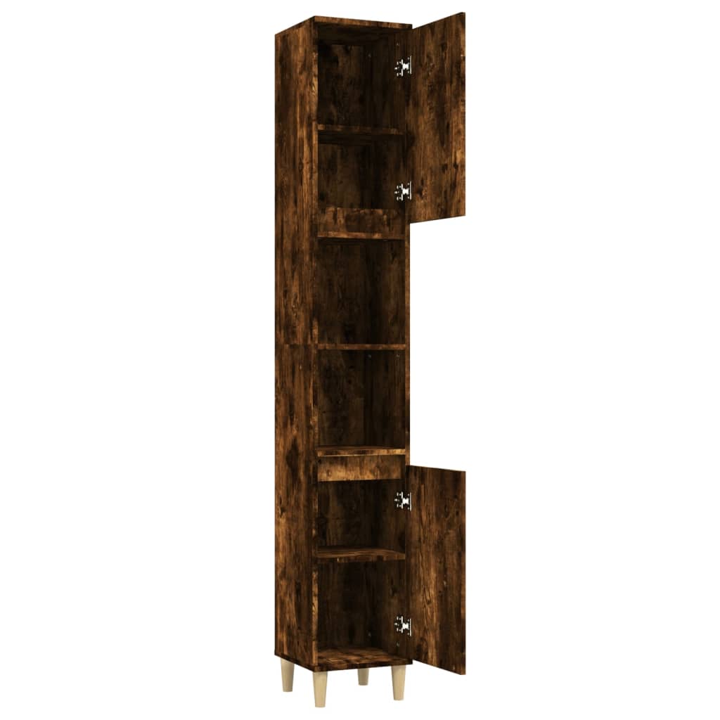 Armoire de bain chêne fumé 30x30x190 cm bois d'ingénierie