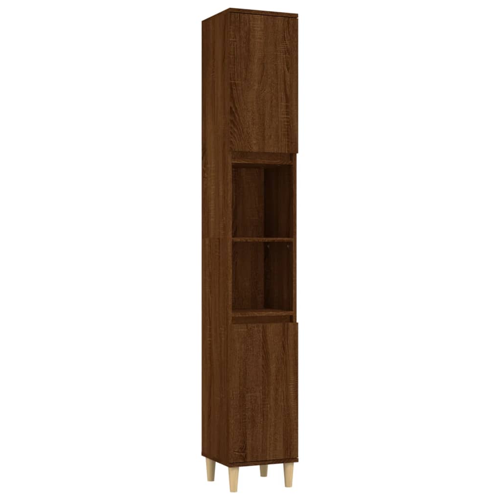 Armoire de bain chêne marron 30x30x190 cm bois d'ingénierie