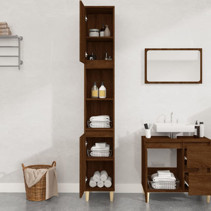 Armoire de bain chêne marron 30x30x190 cm bois d'ingénierie