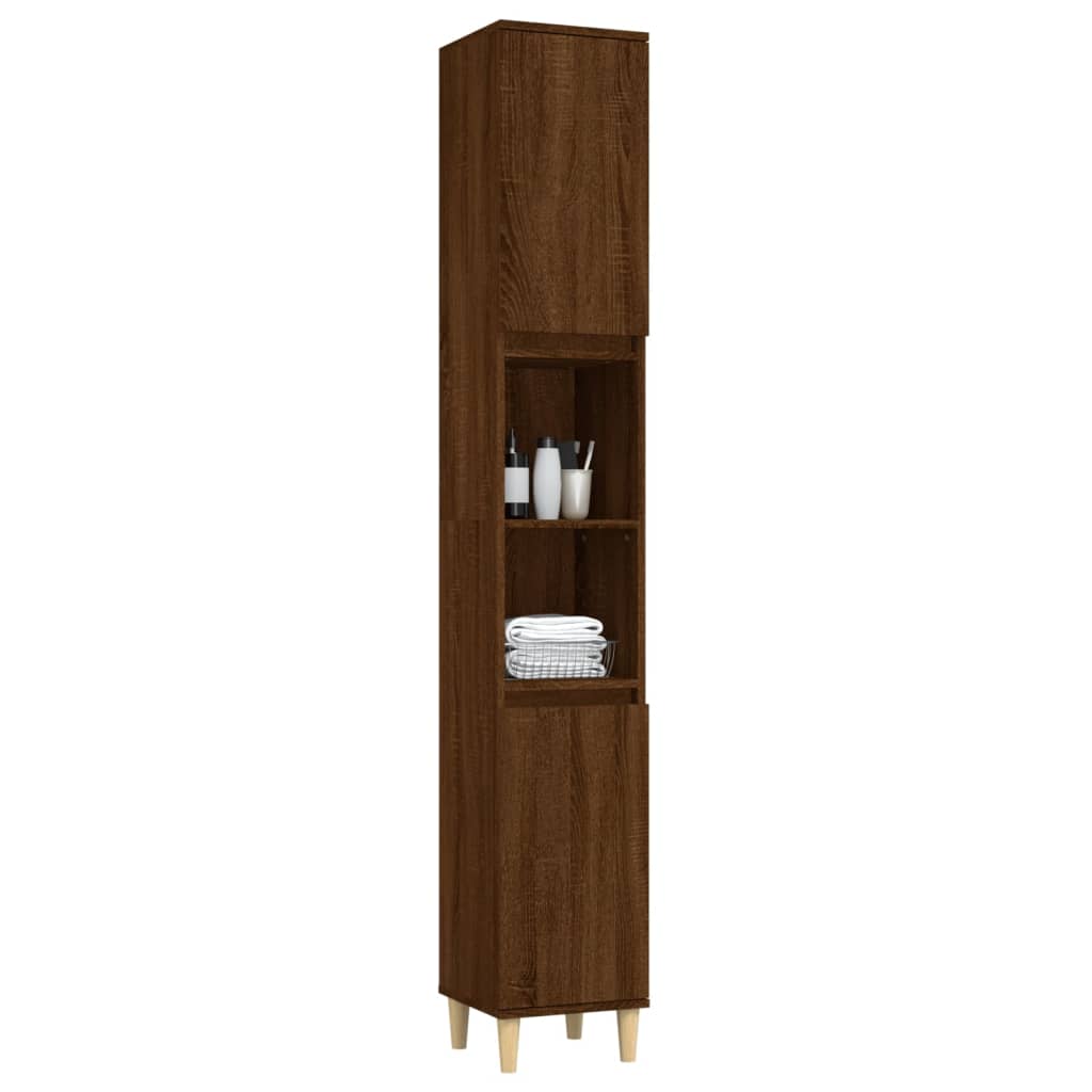 Armoire de bain chêne marron 30x30x190 cm bois d'ingénierie