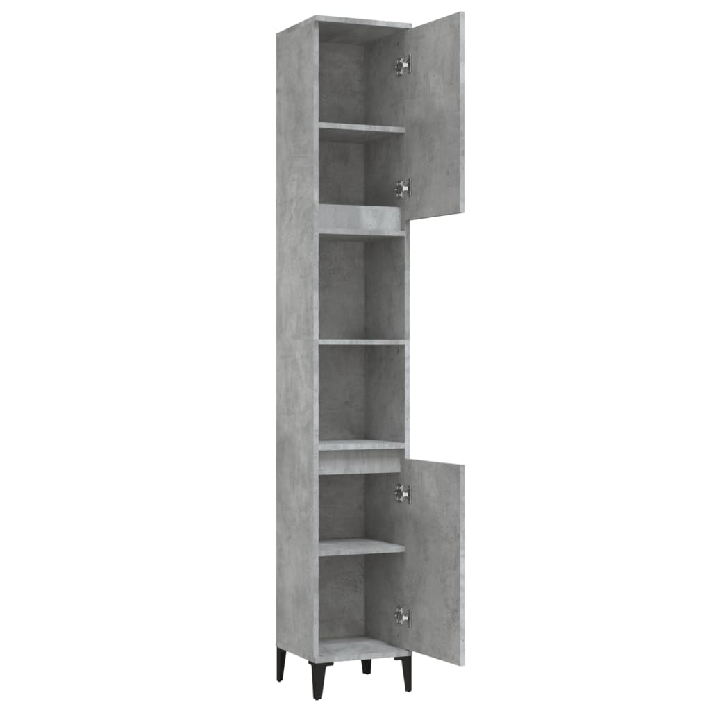 Armoire de salle de bain gris béton 30x30x190 cm