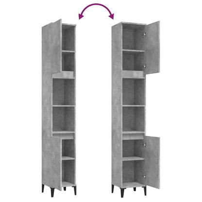 Armoire de salle de bain gris béton 30x30x190 cm