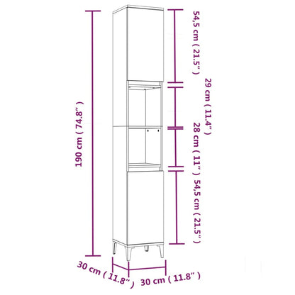 Armoire de salle de bain gris béton 30x30x190 cm