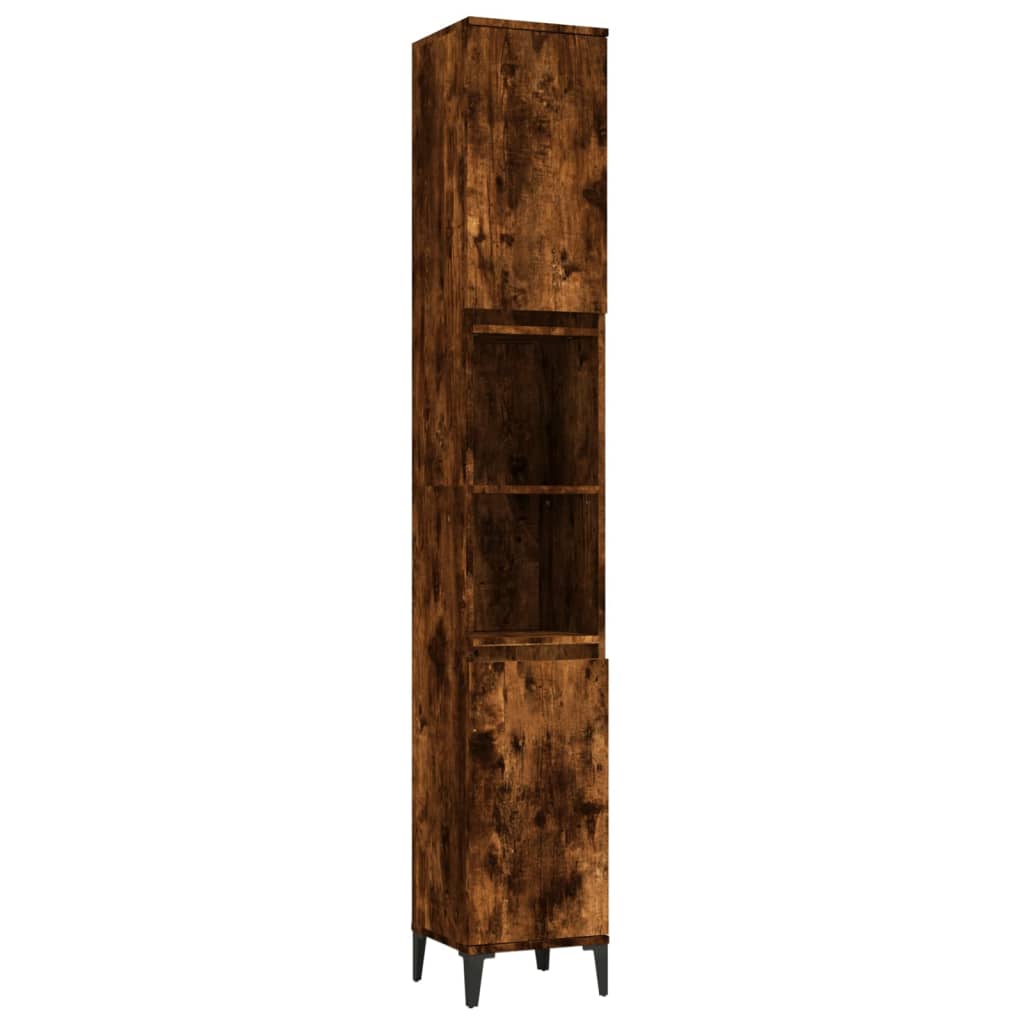 Armoire de bain chêne fumé 30x30x190 cm bois d'ingénierie