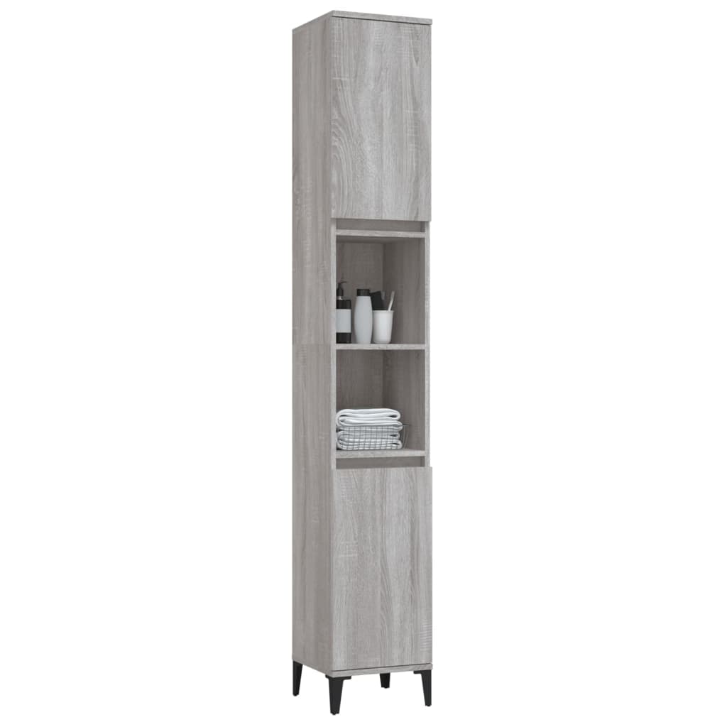 Armoire de bain sonoma gris 30x30x190 cm bois d'ingénierie