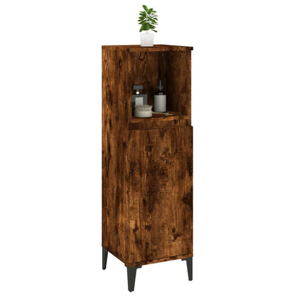 Armoire de bain chêne fumé 30x30x100 cm bois d'ingénierie