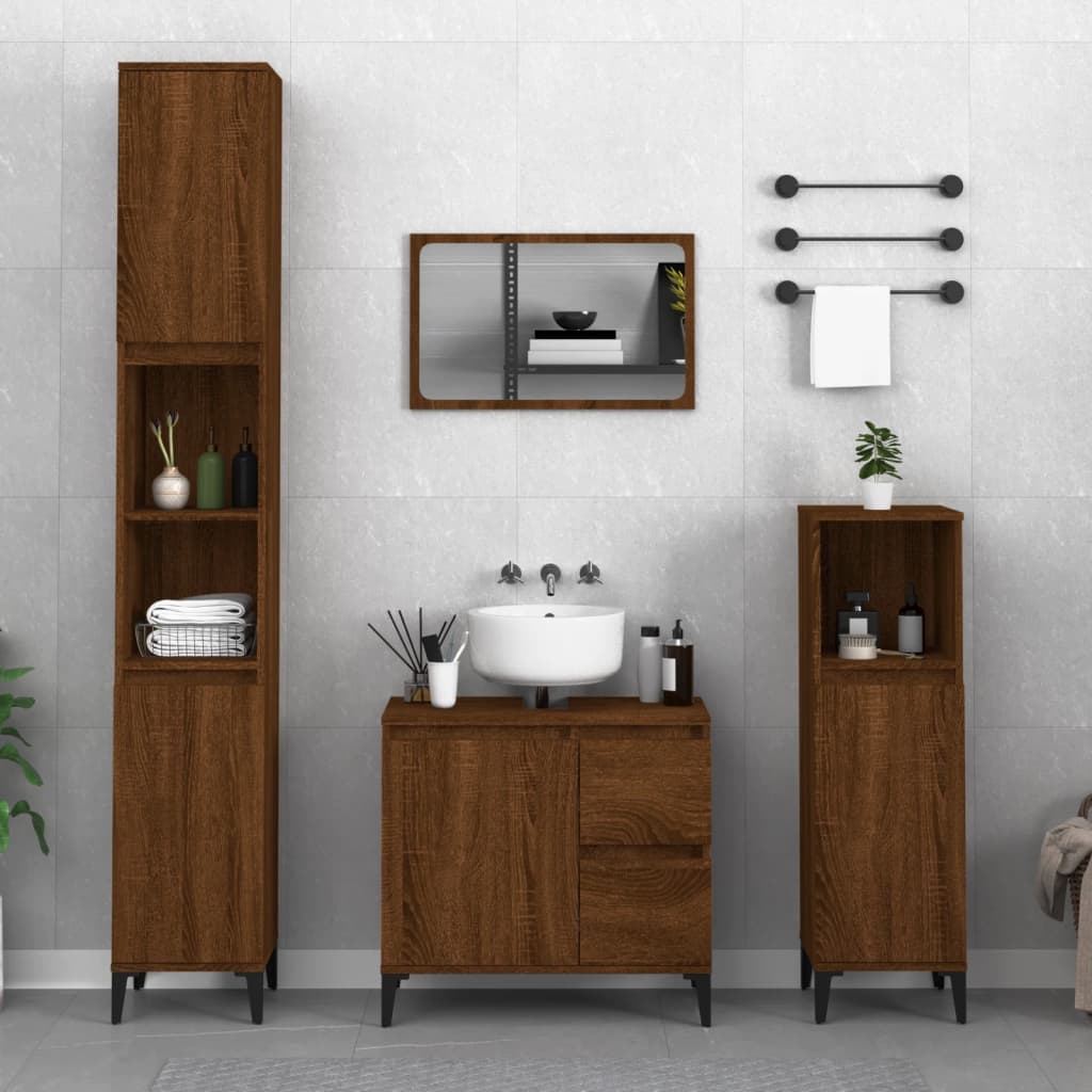 Armoire de bain chêne marron 30x30x100 cm bois d'ingénierie