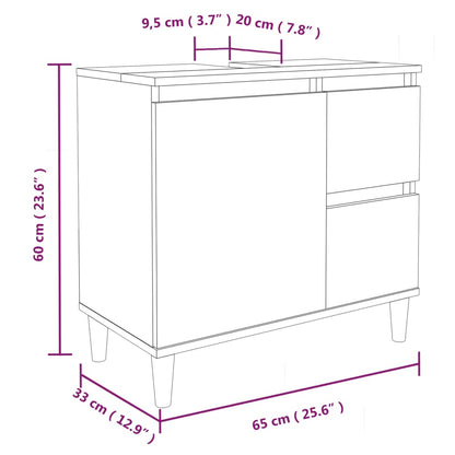 Armoire de salle de bain noir 65x33x60 cm bois d'ingénierie