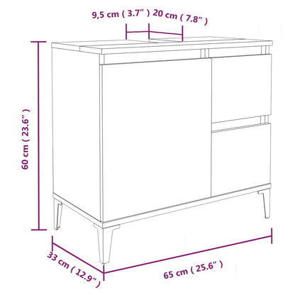 Armoire de salle de bain blanc 65x33x60 cm bois d'ingénierie