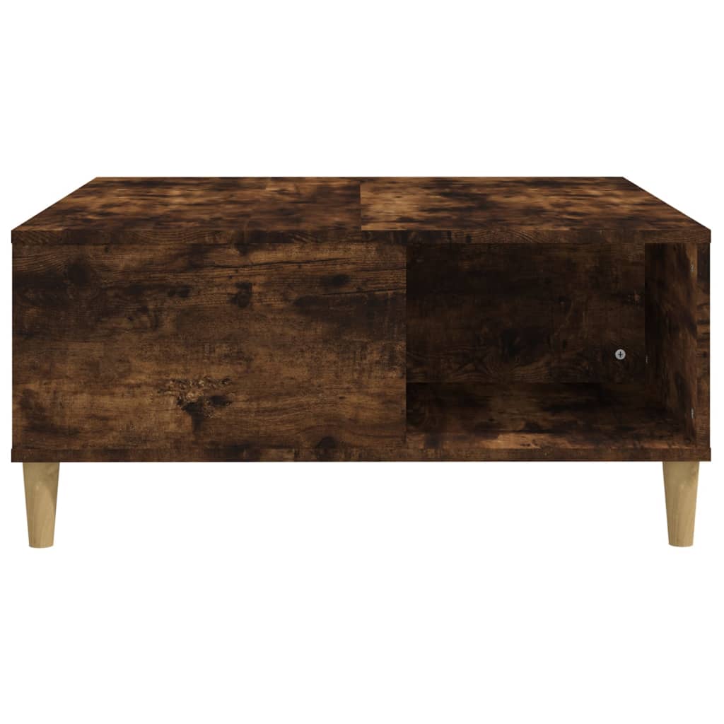 Table basse chêne fumé 80x80x36,5 cm bois d'ingénierie