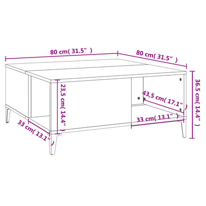 Table basse noir 80x80x36,5 cm bois d'ingénierie