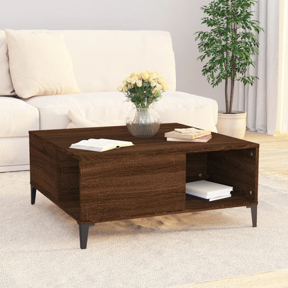 Table basse chêne marron 80x80x36,5 cm bois d'ingénierie