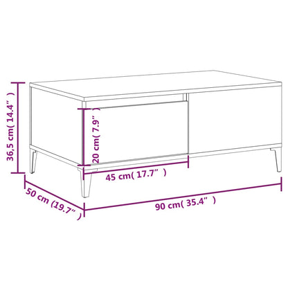 Table basse Gris béton 90x50x36,5 cm Bois d'ingénierie