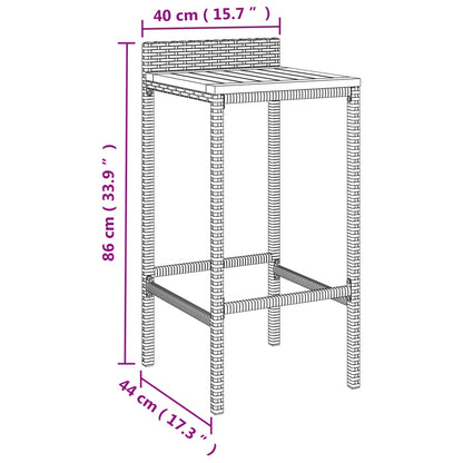 Tabourets de bar lot de 2 noir résine tressée et bois d'acacia