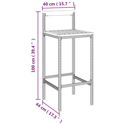 Tabourets de bar lot de 2 noir résine tressée et bois d'acacia