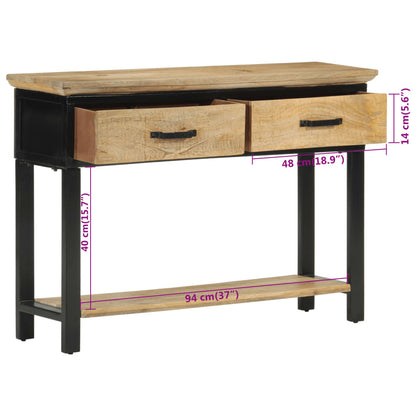 Table console 110x30x75 cm bois de manguier massif brut