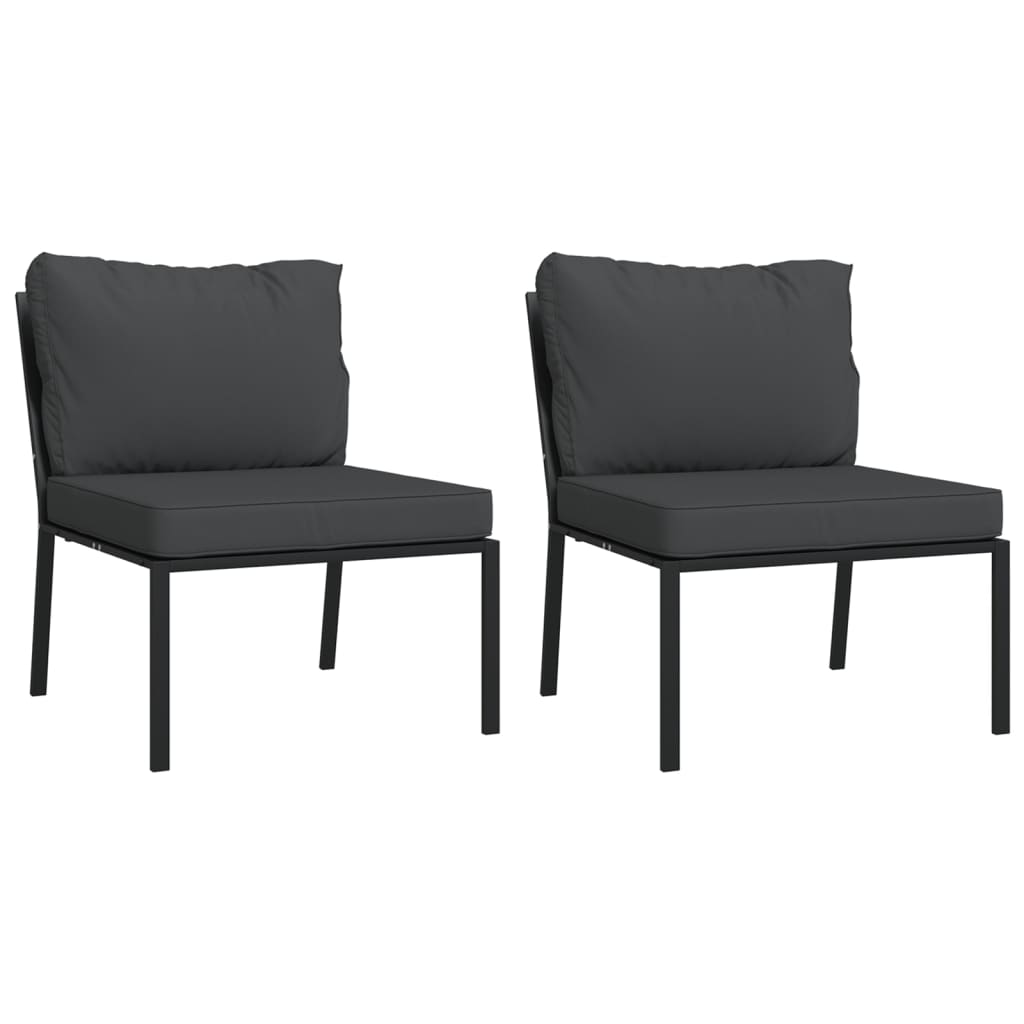 Chaises de jardin avec coussins gris lot de 2 60x74x79 cm acier