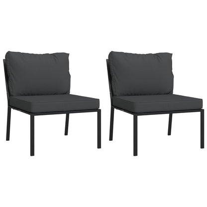 Chaises de jardin avec coussins gris lot de 2 60x74x79 cm acier