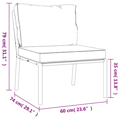 Chaises de jardin avec coussins gris lot de 2 60x74x79 cm acier