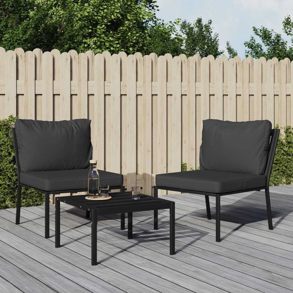 Chaises de jardin avec coussins gris lot de 2 60x74x79 cm acier