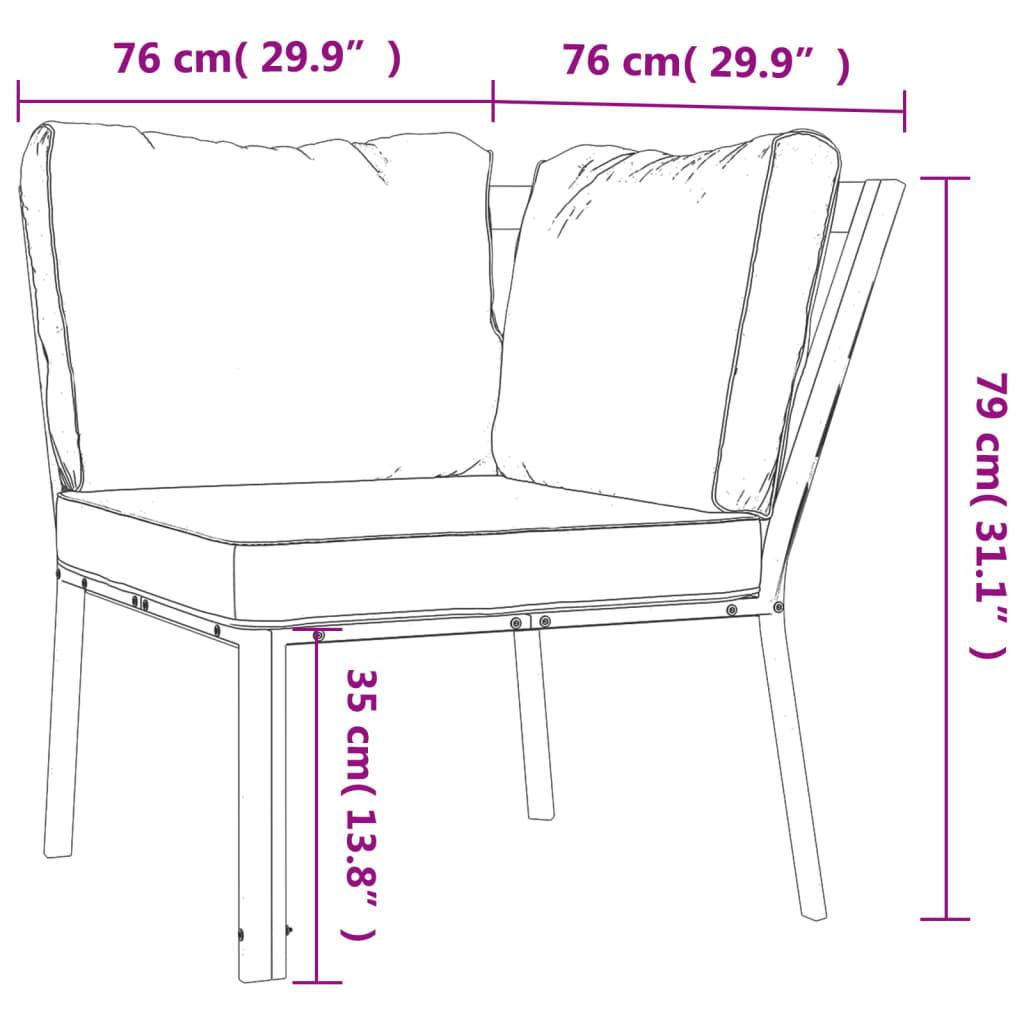 Chaise de jardin avec coussins gris 76x76x79 cm acier