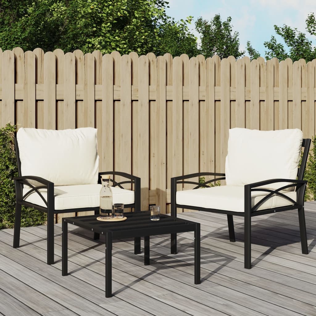 Chaises de jardin et coussins sable lot de 2 68x76x79 cm acier