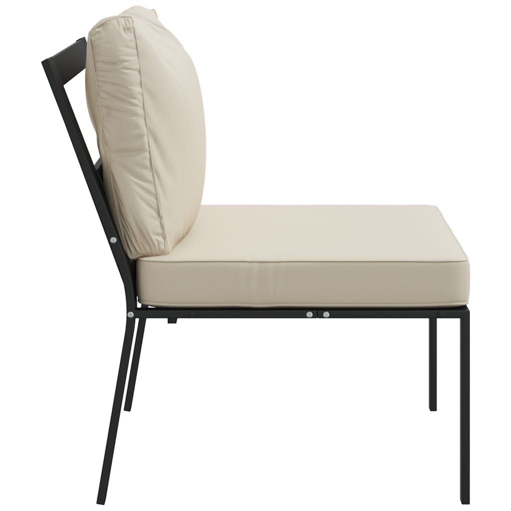 Chaises de jardin et coussins sable lot de 2 60x74x79 cm acier