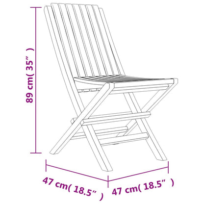 Chaises de jardin pliantes lot de 2 47x47x89cm bois massif teck