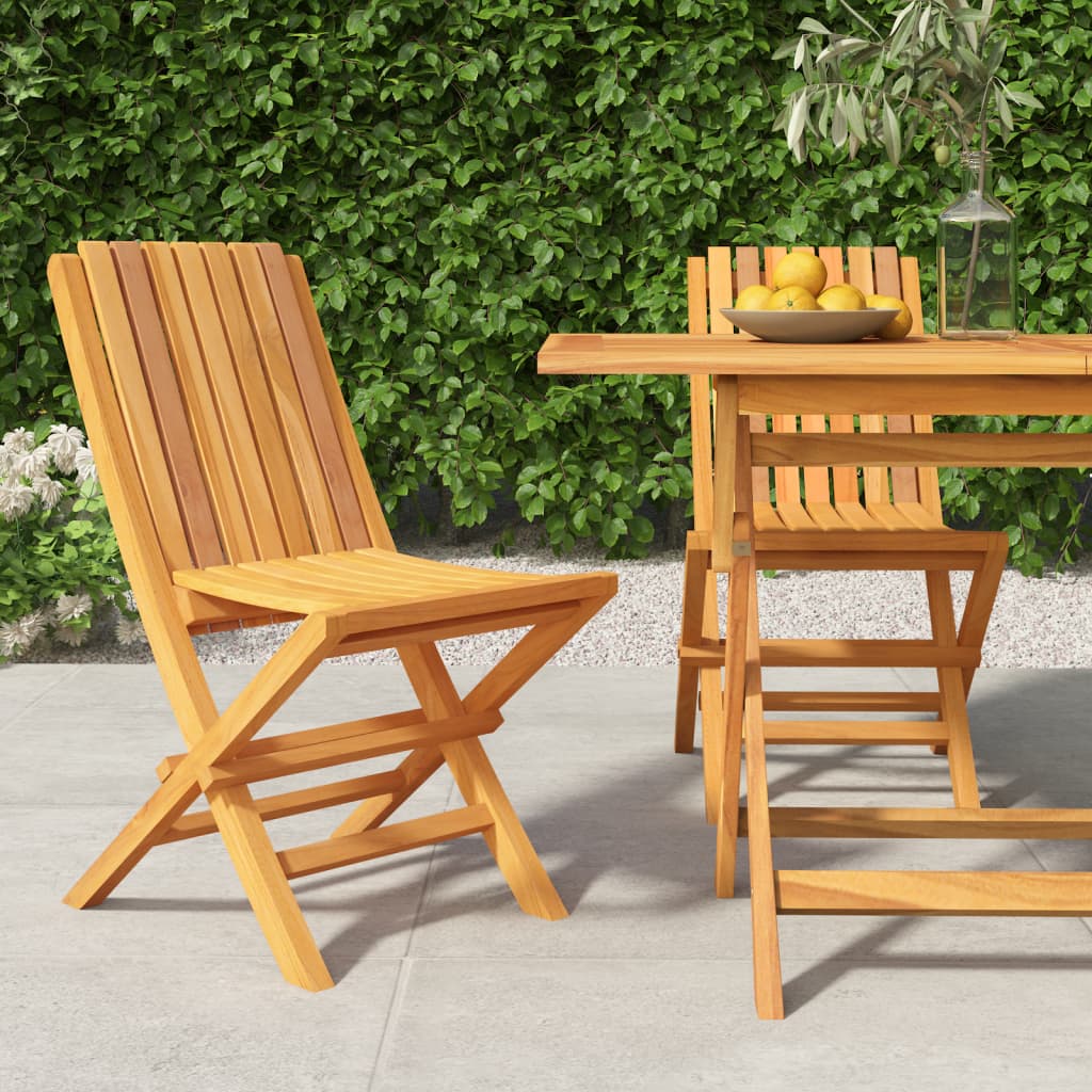 Chaises de jardin pliantes lot de 2 47x47x89cm bois massif teck