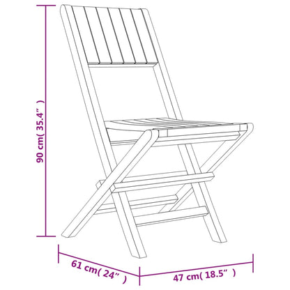 Chaises de jardin pliantes lot de 2 47x61x90cm bois massif teck