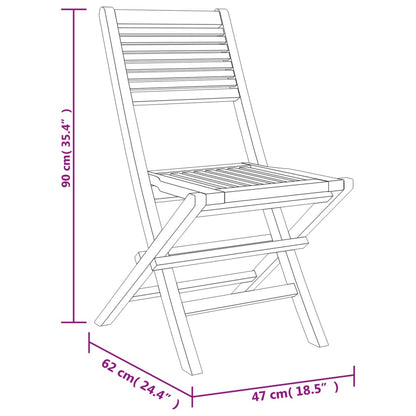 Chaises de jardin pliantes lot de 2 47x62x90cm bois massif teck