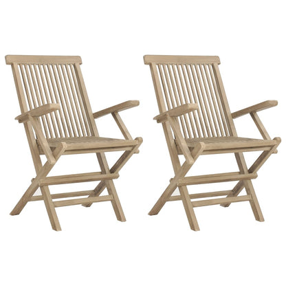 Chaises de jardin pliantes lot de 2 gris 56x61x89cm bois teck