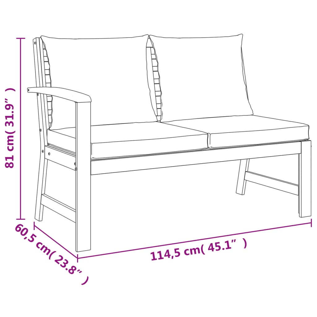 Ensemble à manger de jardin 6 pcs avec coussins Bois d'acacia