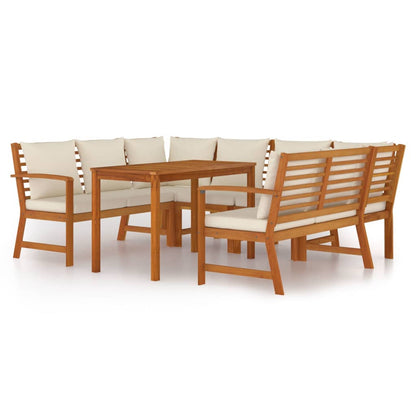 Ensemble à manger de jardin coussins 7 pcs Bois acacia