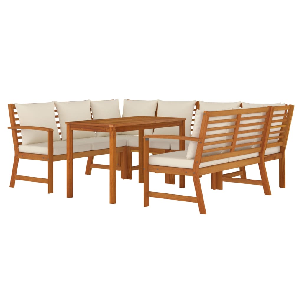 Ensemble à manger de jardin coussins 7 pcs Bois acacia