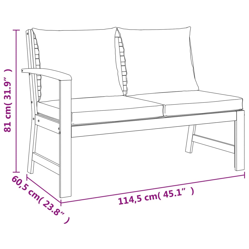 Ensemble à manger de jardin coussins 7 pcs Bois acacia