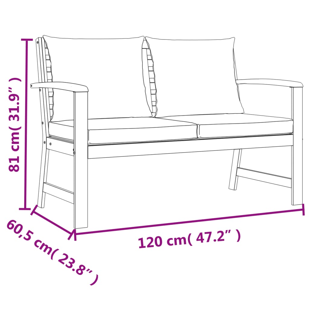 Ensemble à manger de jardin 4 pcs coussins Bois acacia