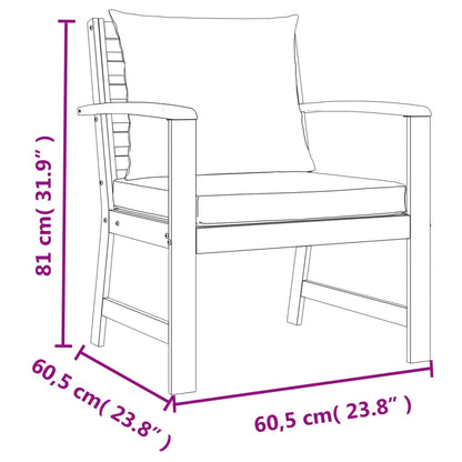 Ensemble à manger de jardin 4 pcs coussins Bois acacia