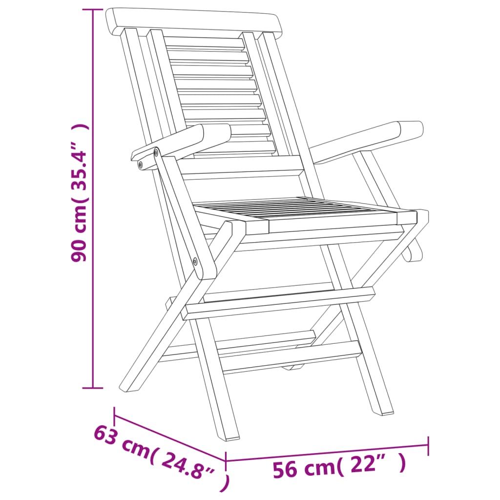 Chaises de jardin pliantes lot de 4 56x63x90cm bois massif teck