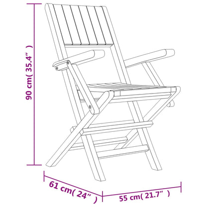 Chaises de jardin pliantes lot de 4 55x61x90cm bois massif teck