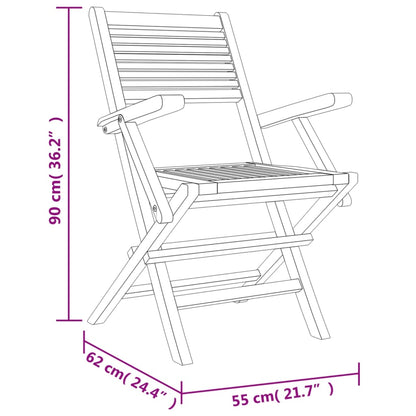 Chaises de jardin pliantes lot de 4 55x62x90cm bois massif teck