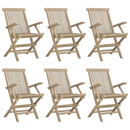 Chaises de jardin pliantes lot de 6 gris 56x61x89 cm bois teck